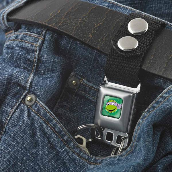 Buckle-Down Keychain - Classic Teenage Mutant Ninja Turtles Donatello Face Turtle Shell Full Color Green