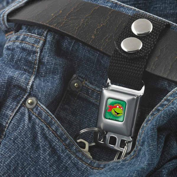 Buckle-Down Keychain - Classic Teenage Mutant Ninja Turtles Raphael Face Turtle Shell Full Color Green