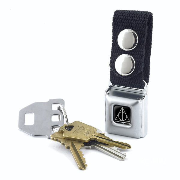 Buckle-Down Keychain - Deathly Hallows Symbol Black Silver
