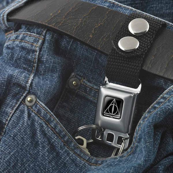 Buckle-Down Keychain - Deathly Hallows Symbol Black Silver