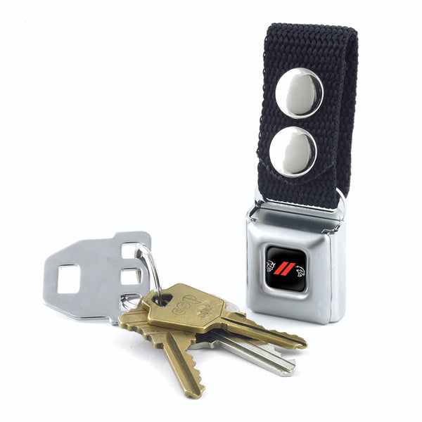 Buckle-Down Keychain - Dodge Rhombus Stripe Demon-Hellcat Icon Full Color Black Red White - Black