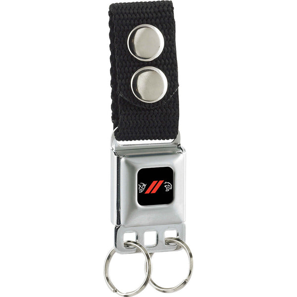 Buckle-Down Keychain - Dodge Rhombus Stripe Demon-Hellcat Icon Full Color Black Red White - Black