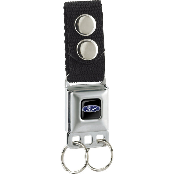 Buckle-Down Keychain - Ford Oval Logo Full Color Black Blue - Black
