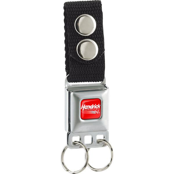 Buckle-Down Keychain - HENDRICK MOTORSPORTS Checker Logo Full Color Red/White - Black