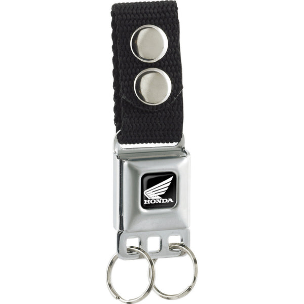 Buckle-Down Keychain - HONDA Motorcycle Full Color Black White - Black Webbing