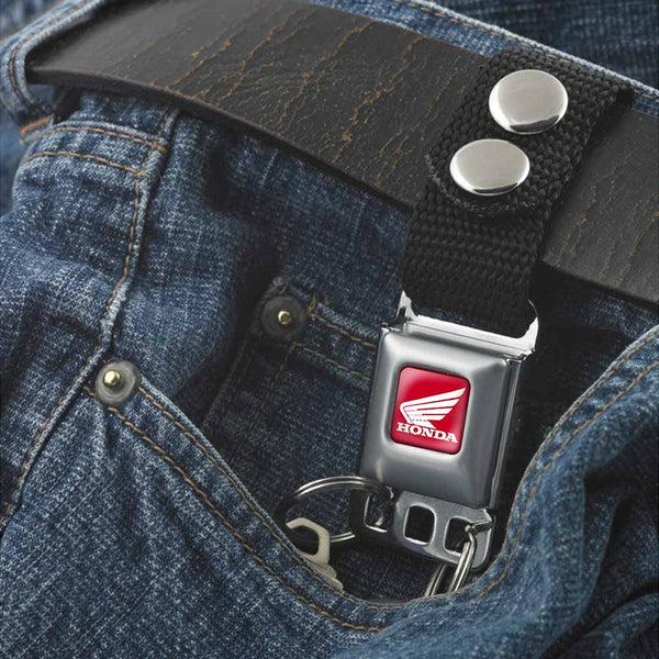 Buckle-Down Keychain - HONDA Motorcycle Full Color Red White - Black Webbing