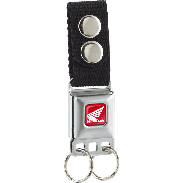 Buckle-Down Keychain - HONDA Motorcycle Full Color Red White - Black Webbing