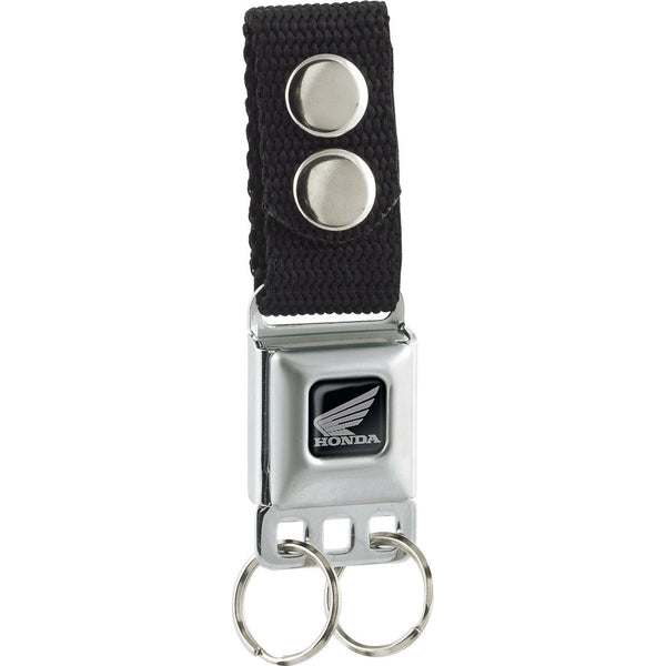 Buckle-Down Keychain - HONDA Motorcycle Logo Black Silver - Black