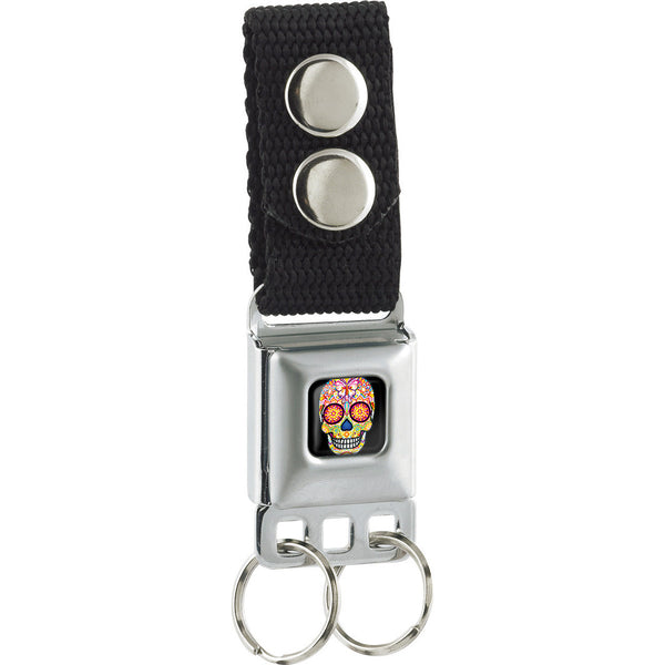 Buckle-Down Keychain - Mariposa Calavera Full Color Black Multi Color
