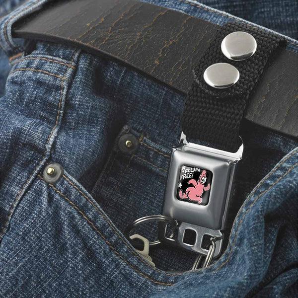 Buckle-Down Keychain - Patrick Starfish Running Pose RUN FREE Full Color