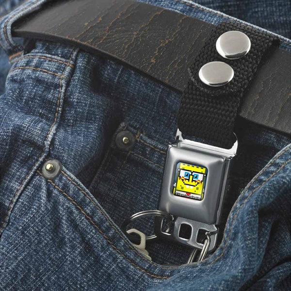 Buckle-Down Keychain - Pixelated SpongeBob Nerd Pose Full Color Blue