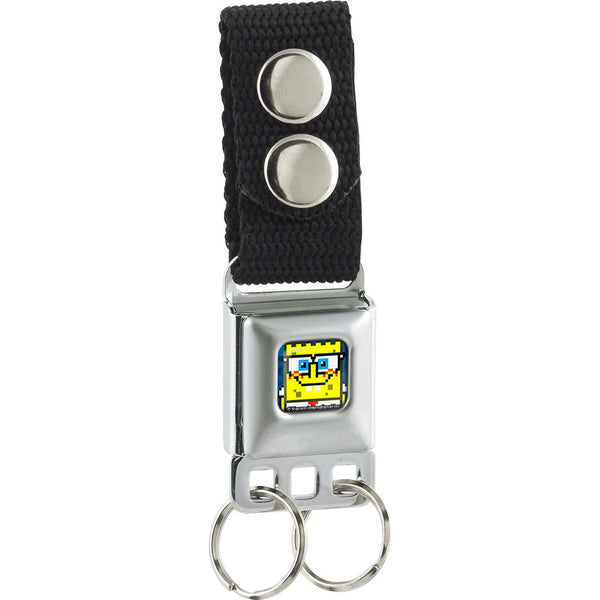 Buckle-Down Keychain - Pixelated SpongeBob Nerd Pose Full Color Blue