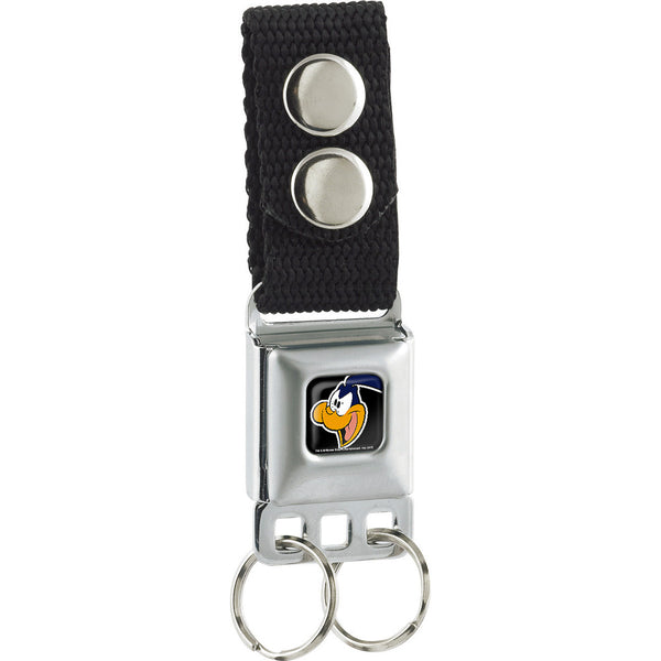 Buckle-Down Keychain - Road Runner Face CLOSE-UP Full Color Black