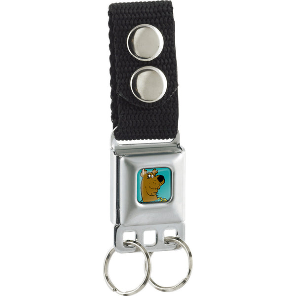 Buckle-Down Keychain - Scooby Doo Face Full Color Turquoise Glow