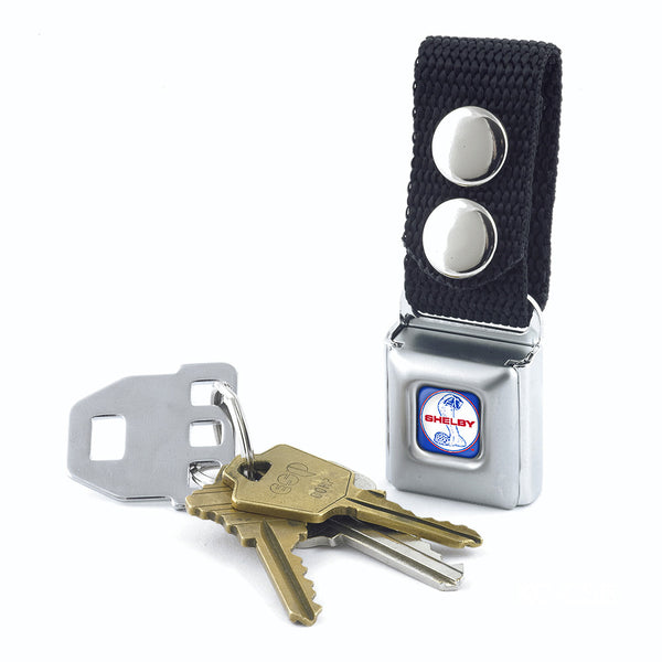 Buckle-Down Keychain - SHELBY Tiffany Split Full Color Blue Red White