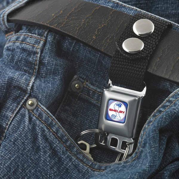 Buckle-Down Keychain - SHELBY Tiffany Split Full Color Blue Red White