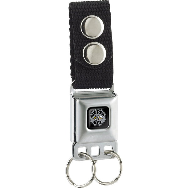 Buckle-Down Keychain - SUPER BEE Logo Full Color Black Gray Yellow White - Black