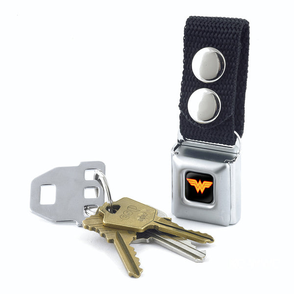 Buckle-Down Keychain - Wonder Woman Logo Full Color Black