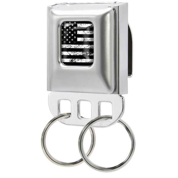 Buckle-Down Keyholder - American Flag Distressed Full Color Black/White