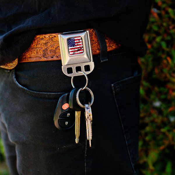 Buckle-Down Keyholder - American Flag Distressed Full Color Red/White/Blue/Black