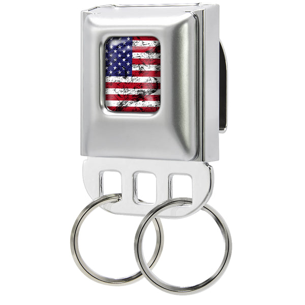 Buckle-Down Keyholder - American Flag Distressed Full Color Red/White/Blue/Black