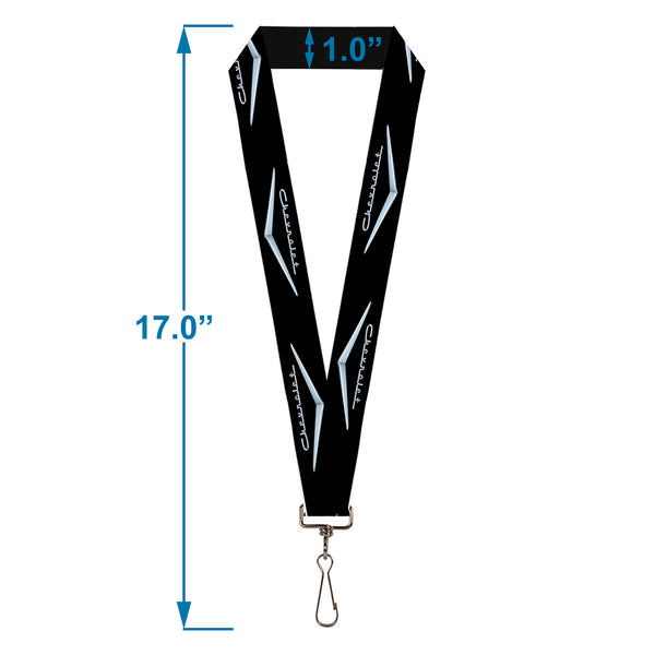 Buckle-Down Lanyard - 1.0" - 1955-57 CHEVROLET V Emblem Black Silver