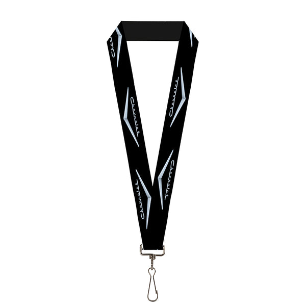 Buckle-Down Lanyard - 1.0" - 1955-57 CHEVROLET V Emblem Black Silver