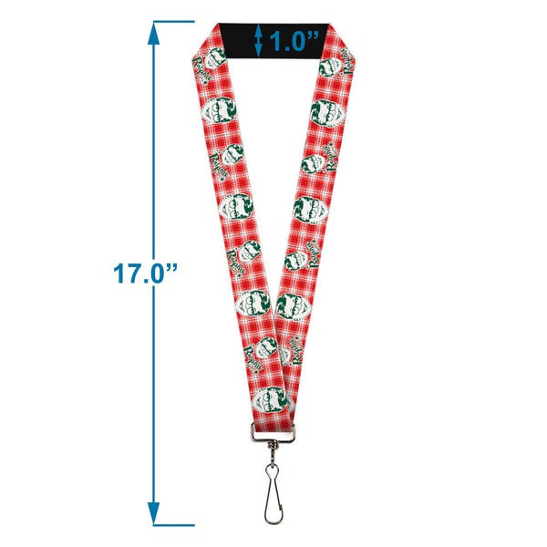 Buckle-Down Lanyard - 1.0" - A Christmas Story RALPHIE Smiling Face Plaid Red White Green