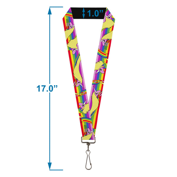 Buckle-Down Lanyard - 1.0" - Adventure Time Lady Raincorn Poses Stripe Rainbow