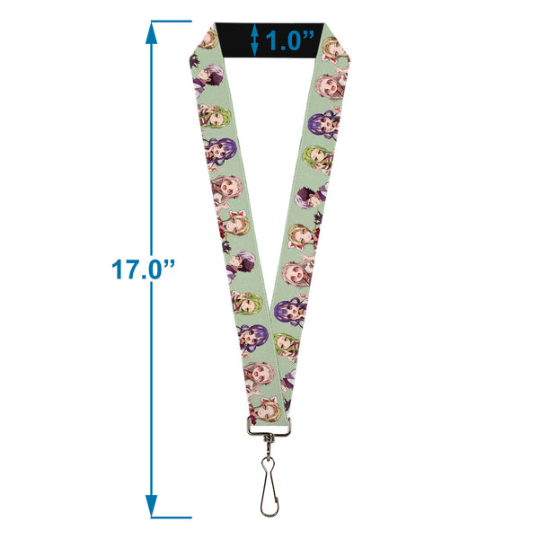 Buckle-Down Lanyard - 1.0" - After-School Hanako-Kun Five Character Poses Light Green