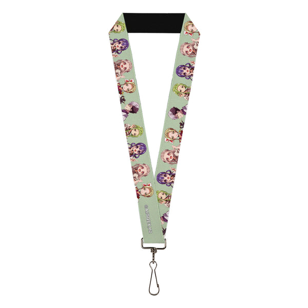 Buckle-Down Lanyard - 1.0" - After-School Hanako-Kun Five Character Poses Light Green