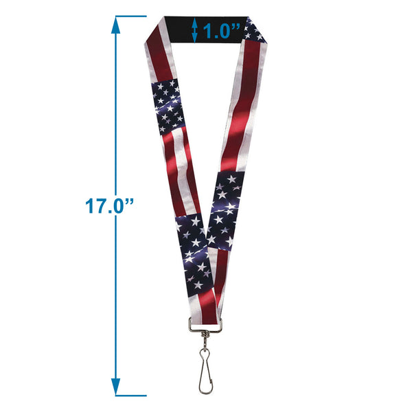 Buckle-Down Lanyard - 1.0" - American Flag Vivid CLOSE-UP