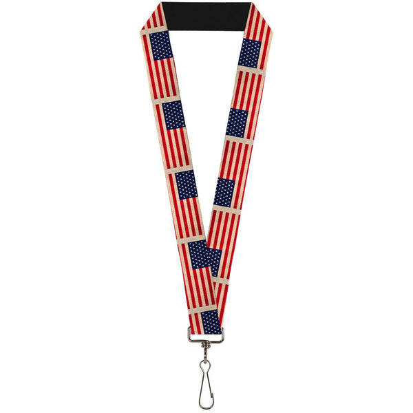 Buckle-Down Lanyard - 1.0" - American Flag Weathered Color Repeat