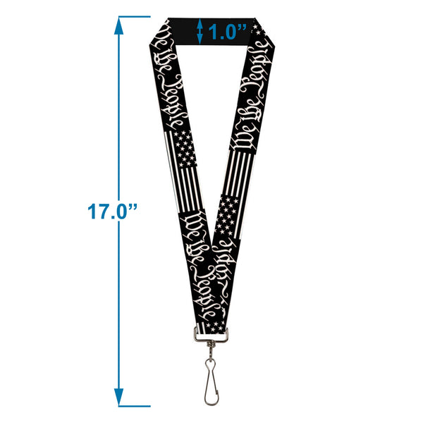 Buckle-Down Lanyard - 1.0" - Americana Flag WE THE PEOPLE Black White