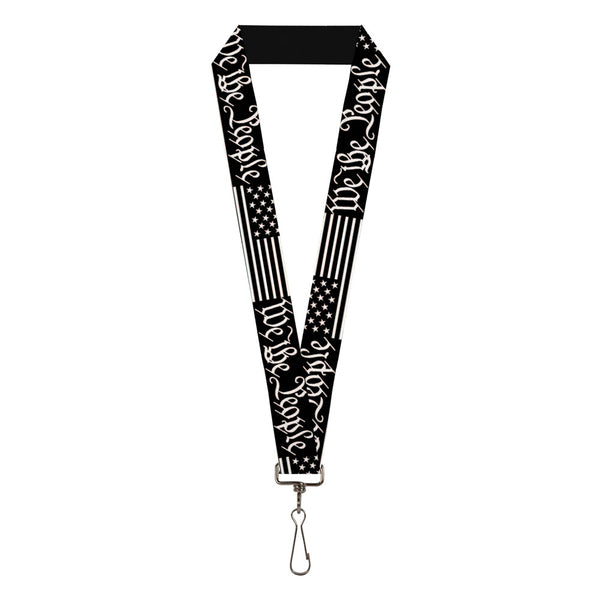 Buckle-Down Lanyard - 1.0" - Americana Flag WE THE PEOPLE Black White