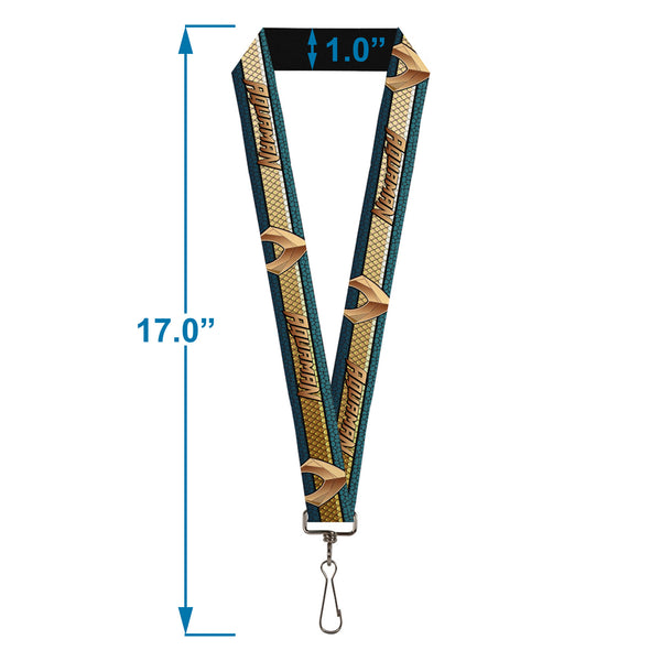 Buckle-Down Lanyard - 1.0" - AQUAMAN 2017 Icon Scales Stripe Blues Golds