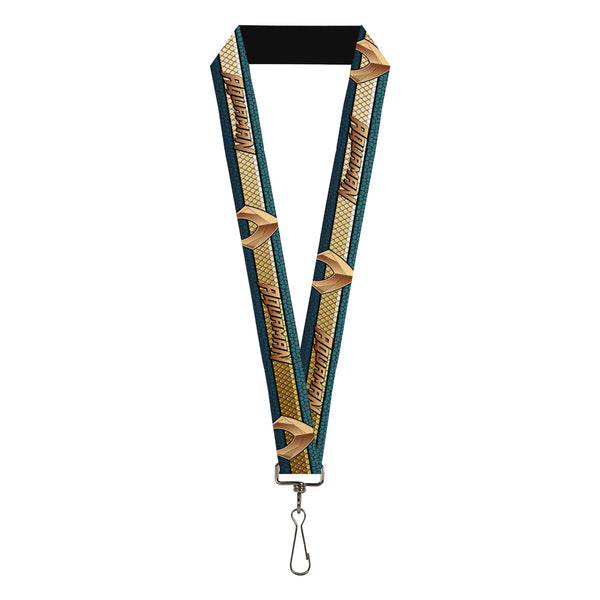 Buckle-Down Lanyard - 1.0" - AQUAMAN 2017 Icon Scales Stripe Blues Golds