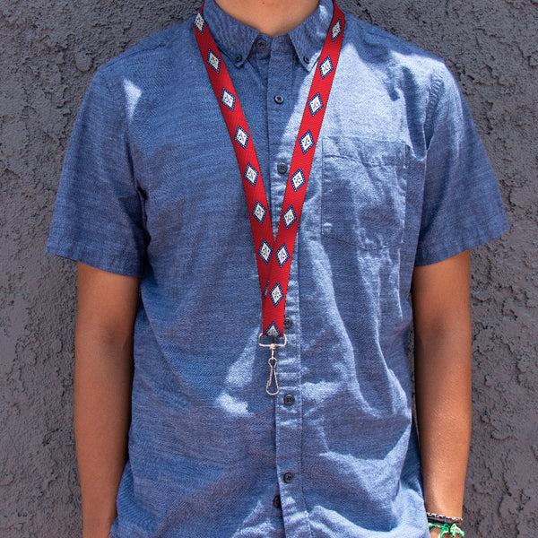 Buckle-Down Lanyard - 1.0" - Arkansas Flag Red Blue White