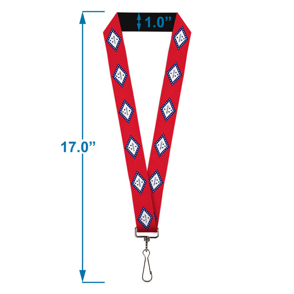 Buckle-Down Lanyard - 1.0" - Arkansas Flag Red Blue White