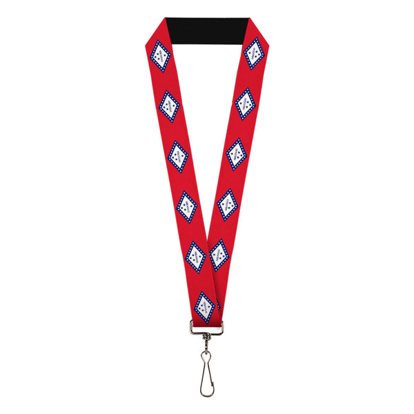 Buckle-Down Lanyard - 1.0" - Arkansas Flag Red Blue White