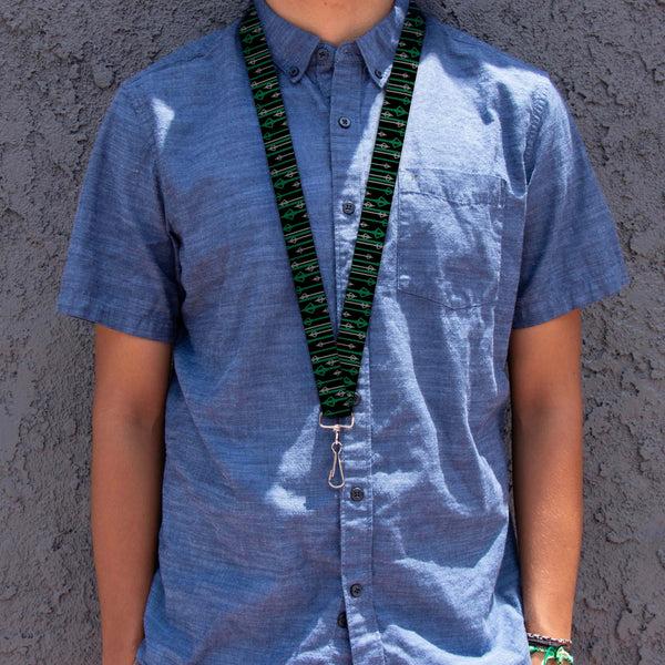 Buckle-Down Lanyard - 1.0" - Arrow Bow Pose Arrow Tips Black Green Gray
