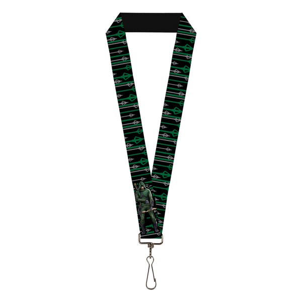 Buckle-Down Lanyard - 1.0" - Arrow Bow Pose Arrow Tips Black Green Gray