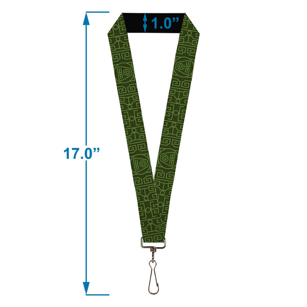 Buckle-Down Lanyard - 1.0" - Avatar Last Airbender Earth Element Symbol Black/Olive Green