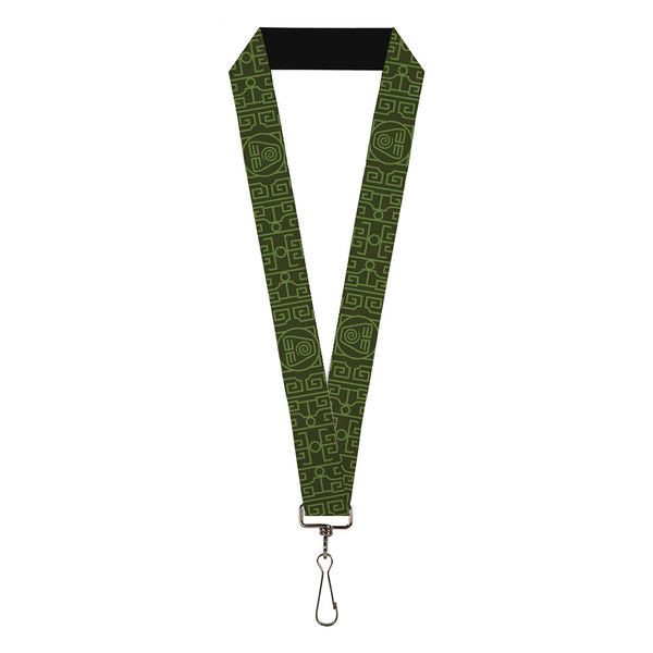 Buckle-Down Lanyard - 1.0" - Avatar Last Airbender Earth Element Symbol Black/Olive Green
