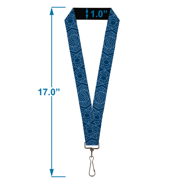 Buckle-Down Lanyard - 1.0" - Avatar Last Airbender Water Element Symbol Blues