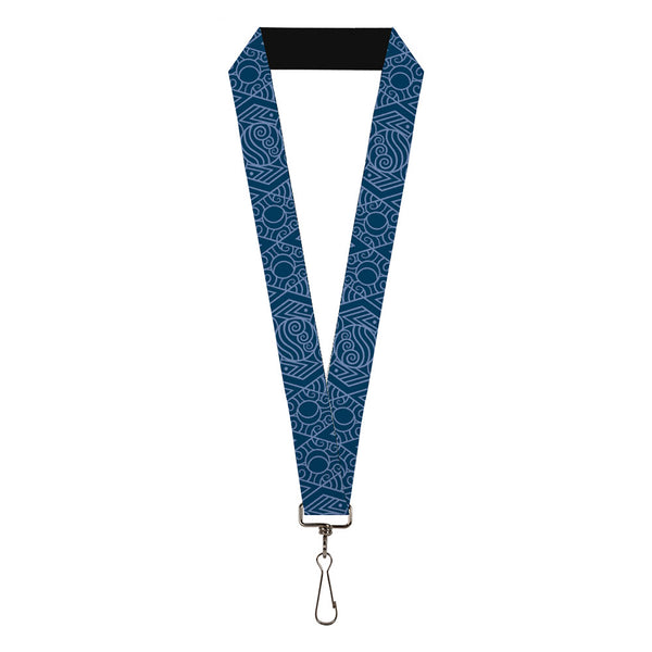Buckle-Down Lanyard - 1.0" - Avatar Last Airbender Water Element Symbol Blues