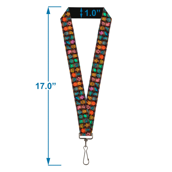 Buckle-Down Lanyard - 1.0" - Baldur's Gate III Spells Icon Mini Blocks Multi Color
