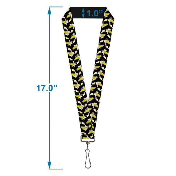Buckle-Down Lanyard - 1.0" - Banana Peeled W Sunglasses Black Yellow