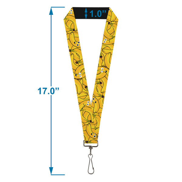 Buckle-Down Lanyard - 1.0" - Bananas Stacked Cartoon Yellows