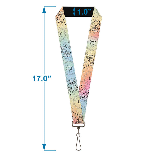 Buckle-Down Lanyard - 1.0" - Bandana Paisley Ombre Pastel Black